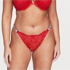 Victoria’s Secret Red Lace Shine Strap Thong Panty